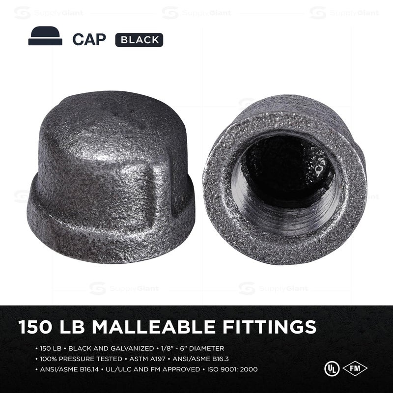 SUPPLYGIANT Supply Giant CNDQ0012-10 Pipe Cap, 1/2 in, Black - Image 3